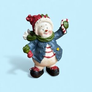 Vintage Don Mechanic Snowman Figurine • Candy Cane Christmas Decor